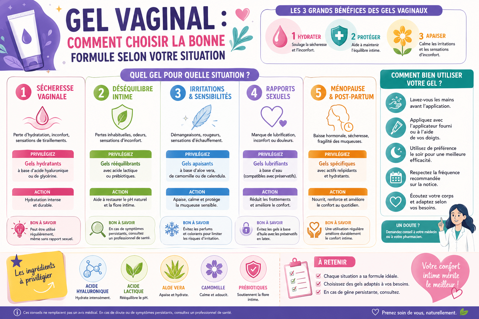 Infographie : Gel vaginal : comment choisir la bonne formule selon votre situation