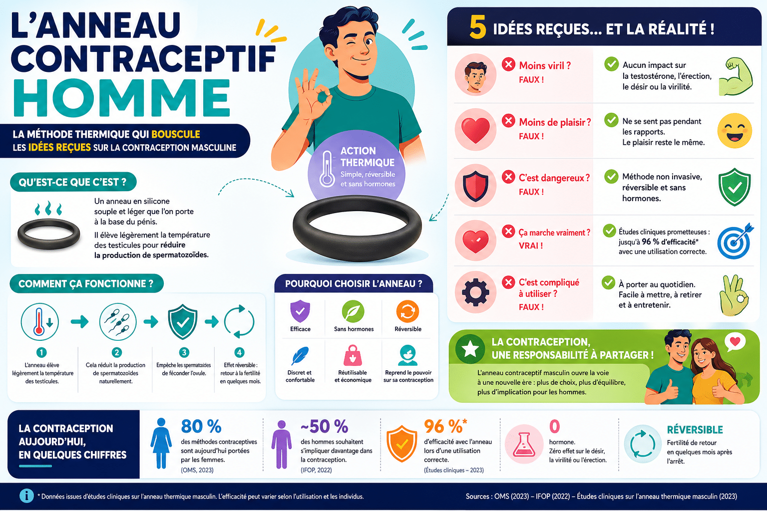 Infographie : L'anneau contraceptif homme, la méthode thermique qui bouscule les idées reçues sur la contraception masculine