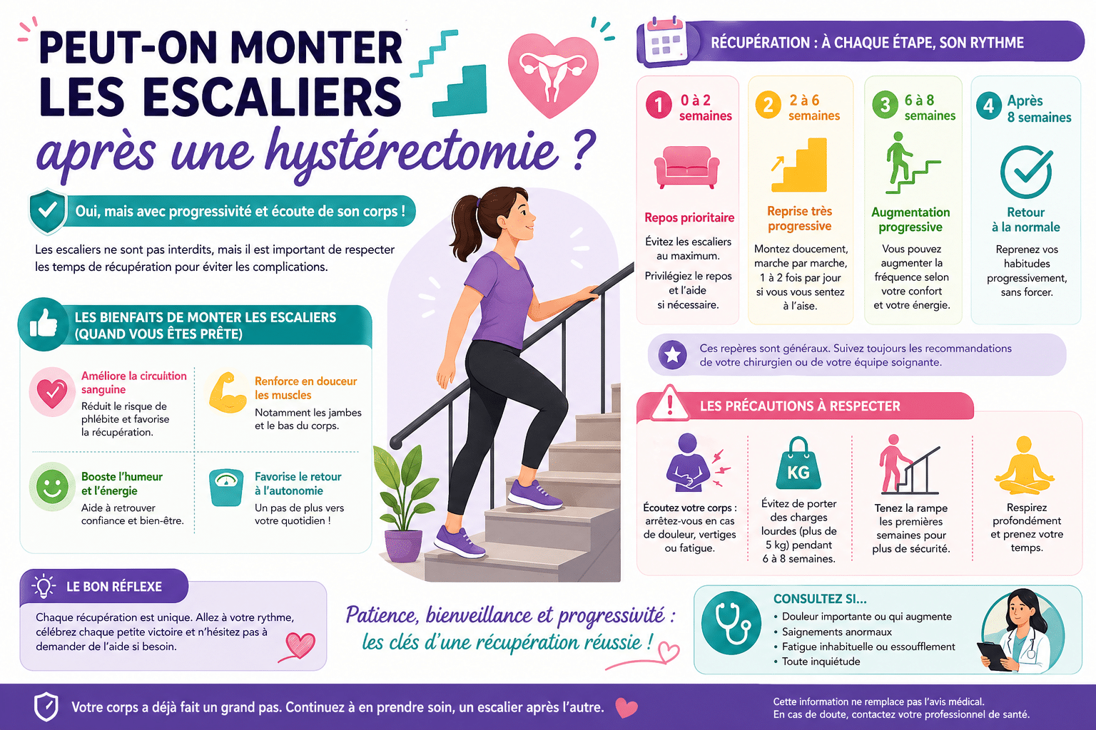 Infographie : Peut-on monter les escaliers après une hystérectomie ?