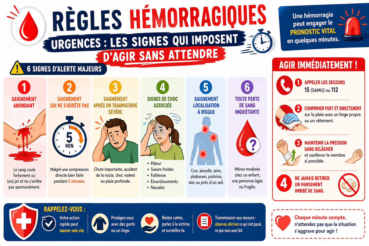 Infographie : Règles hémorragiques urgences : les signes qui imposent d'agir sans attendre
