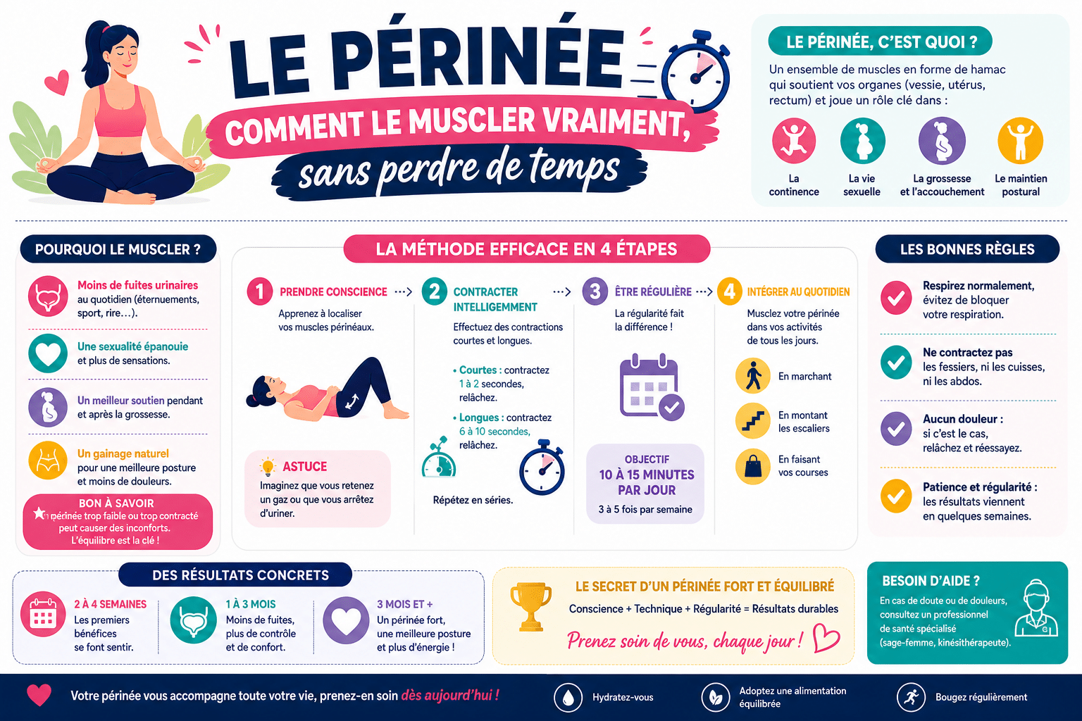 Infographie : Le périnée comment le muscler vraiment, sans perdre de temps