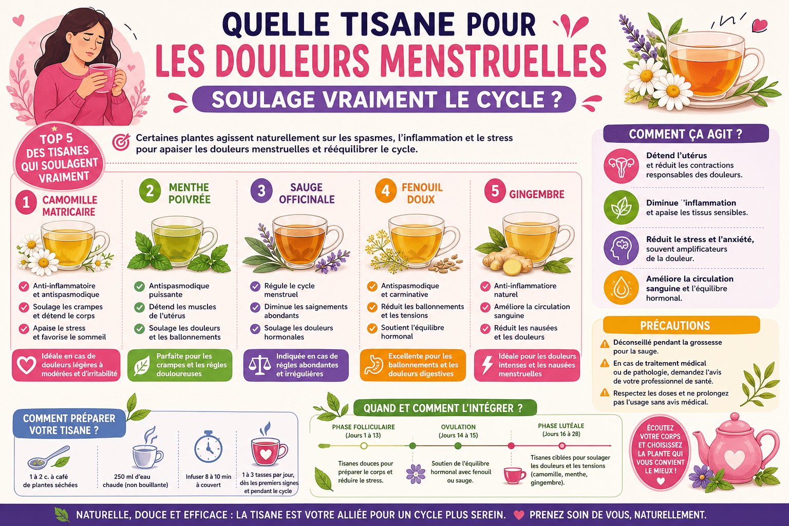 Infographie : Quelle tisane pour les douleurs menstruelles soulage vraiment le cycle ?